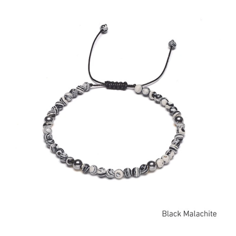 Braided Natural Crystal Bracelet (Classic Black & White)