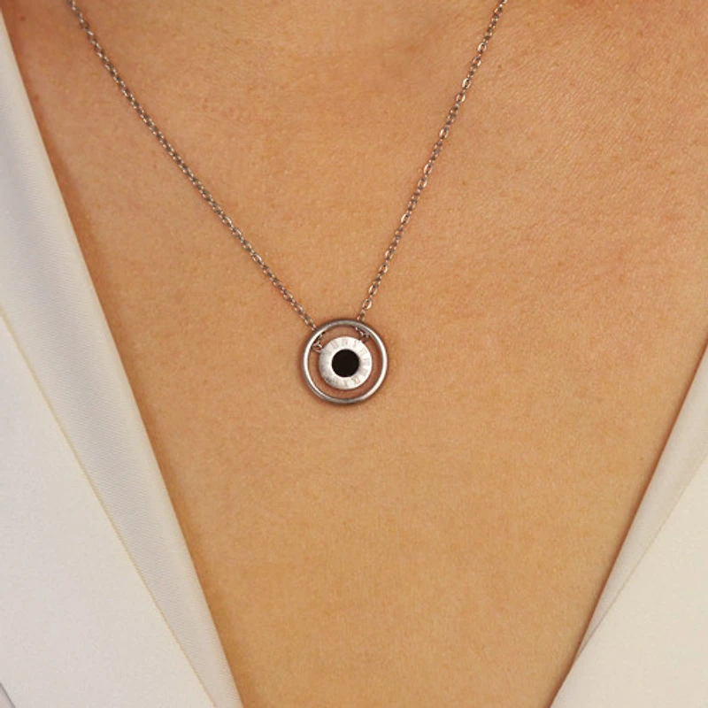 Steel Roman Clock Necklace