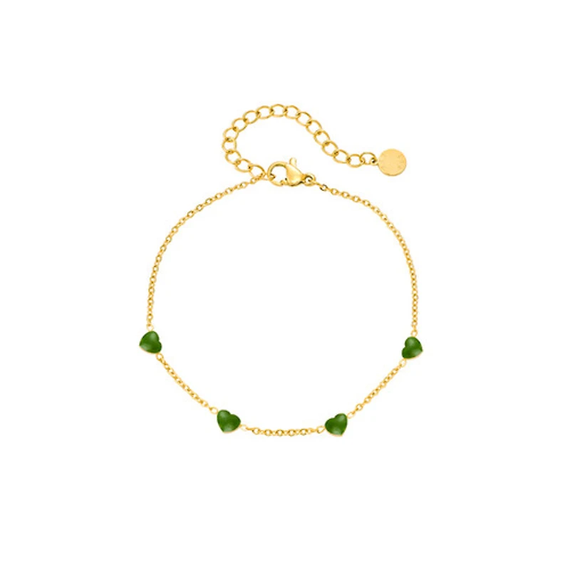 Enamel Heart Chain Bracelet