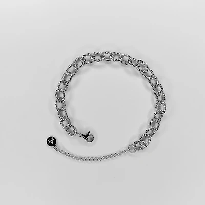 Steel Stamped Circle Chain Bracelet