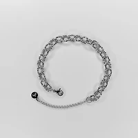 Steel Stamped Circle Chain Bracelet
