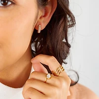 Bold Pave Mini Hoops with White Gems