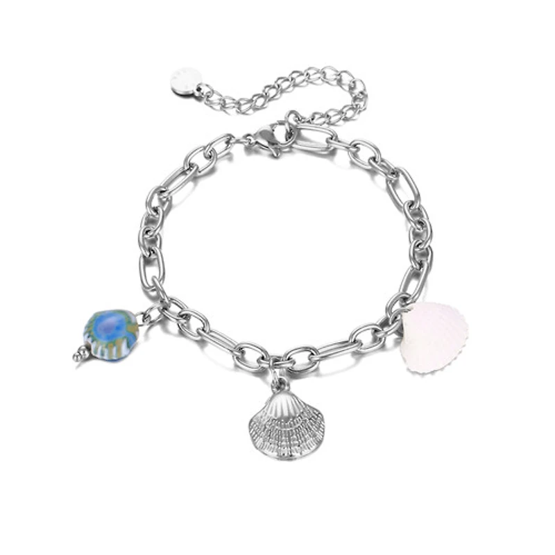 Steel Natural & Ceramic Shell Bracelet