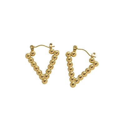 Beaded Sharp Triangle Hoops