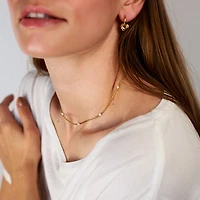 Gold Thin Pearl Chain Necklace