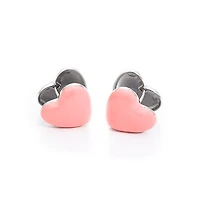 Pink Enamel Heart Hoops