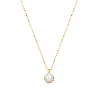 14k Solid Gold Grace Pearl Necklace