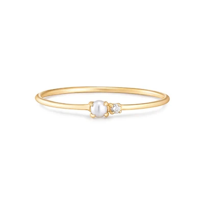 Pearl Diamond Twins Ring