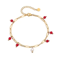 Red Agate Paperclip Chain Anklet