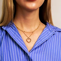 Gold Hollow Heart Dual Layer Necklace