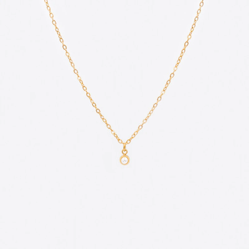 Gold Mini Pearl Pendant Necklace