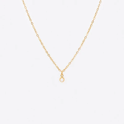 Gold Mini Pearl Pendant Necklace