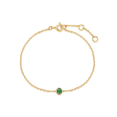 14k Solid Gold Emerald Pendant Bracelet