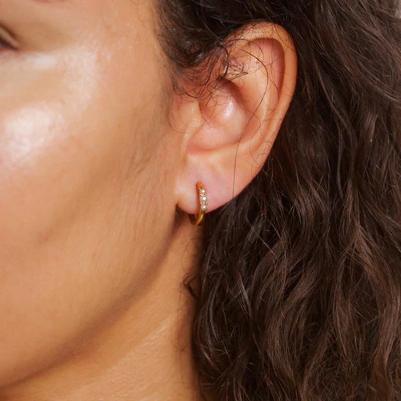 Tri-pearl Mini Hoops