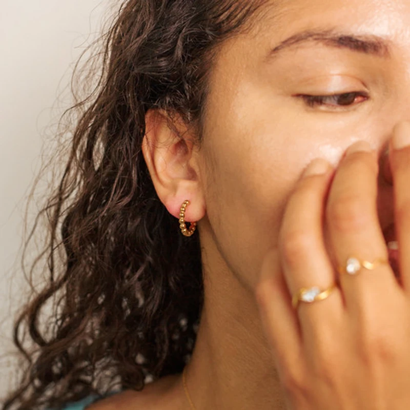 Gold Beaded Hoops