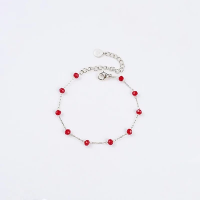 Steel Red Agate Chain Bracelet