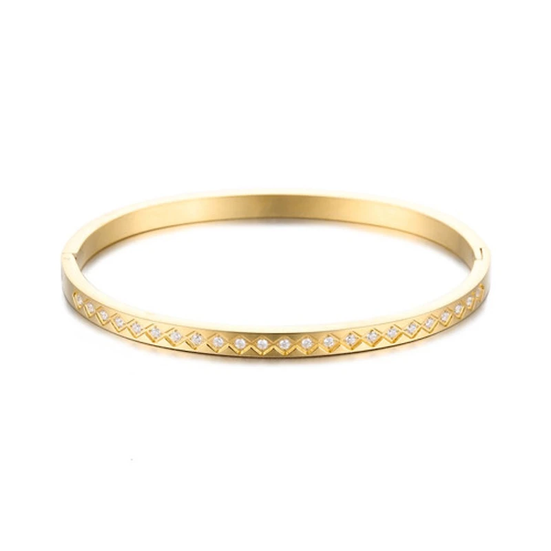 Geometric Gem Bangle Bracelet