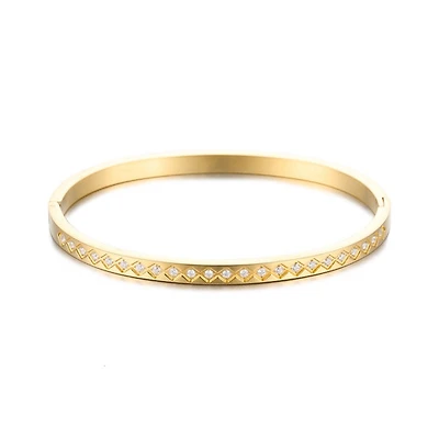 Geometric Gem Bangle Bracelet