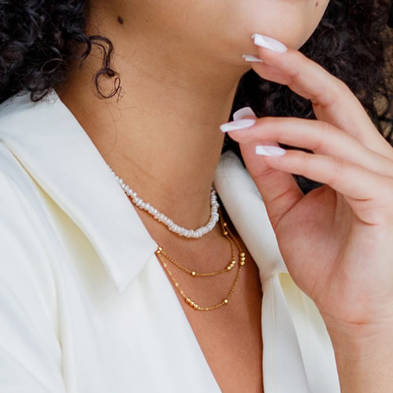 Thin Beaded Dual Layer Necklace