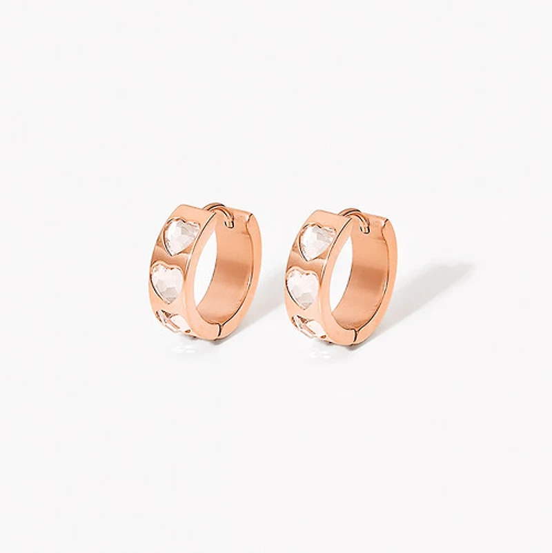 Lined Crystal Hearts Hoops