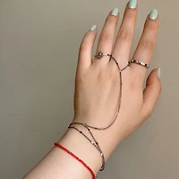 Steel Stamped Flat Link Connected Ring Bracelet