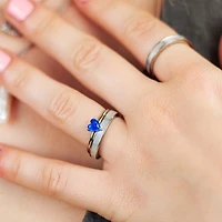 Steel Birthstone Heart Ring