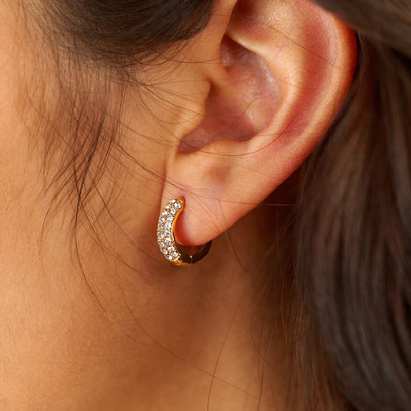 Bold Pave Mini Hoops with White Gems