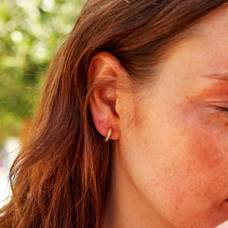 White Lined Gem Hoops