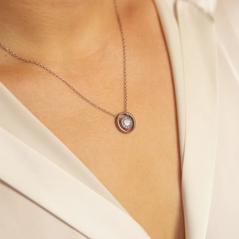 Steel Roman Clock Necklace