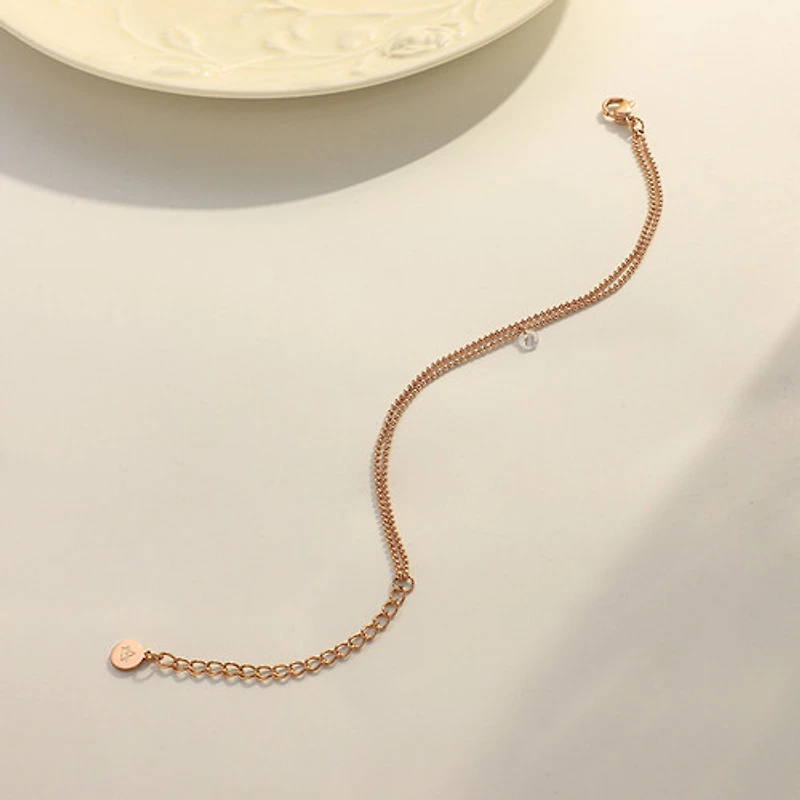 Rose Gold Layered Gem Beaded Bracelet