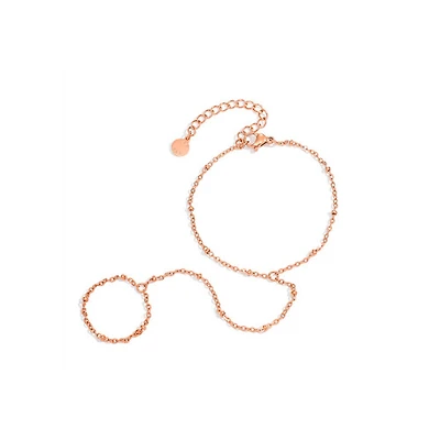 Rose Gold Dotted Connected Ring Bracelet