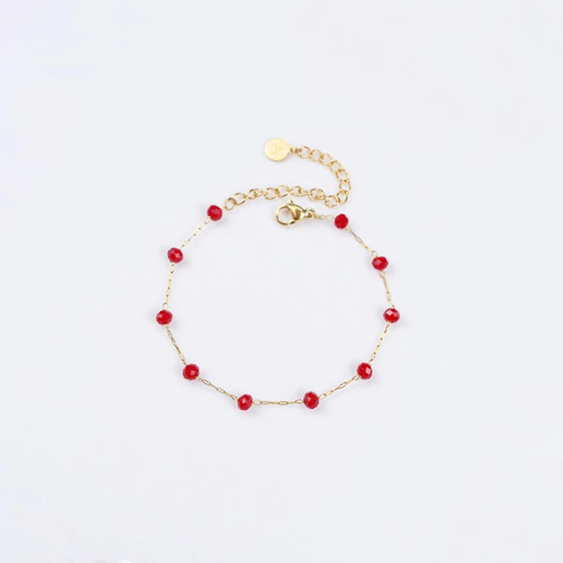 Gold Red Agate Chain Bracelet