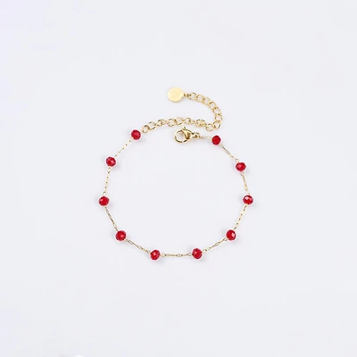 Gold Red Agate Chain Bracelet
