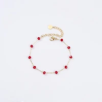 Gold Red Agate Chain Bracelet
