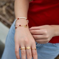 Gold Red Agate Coin Bracelet