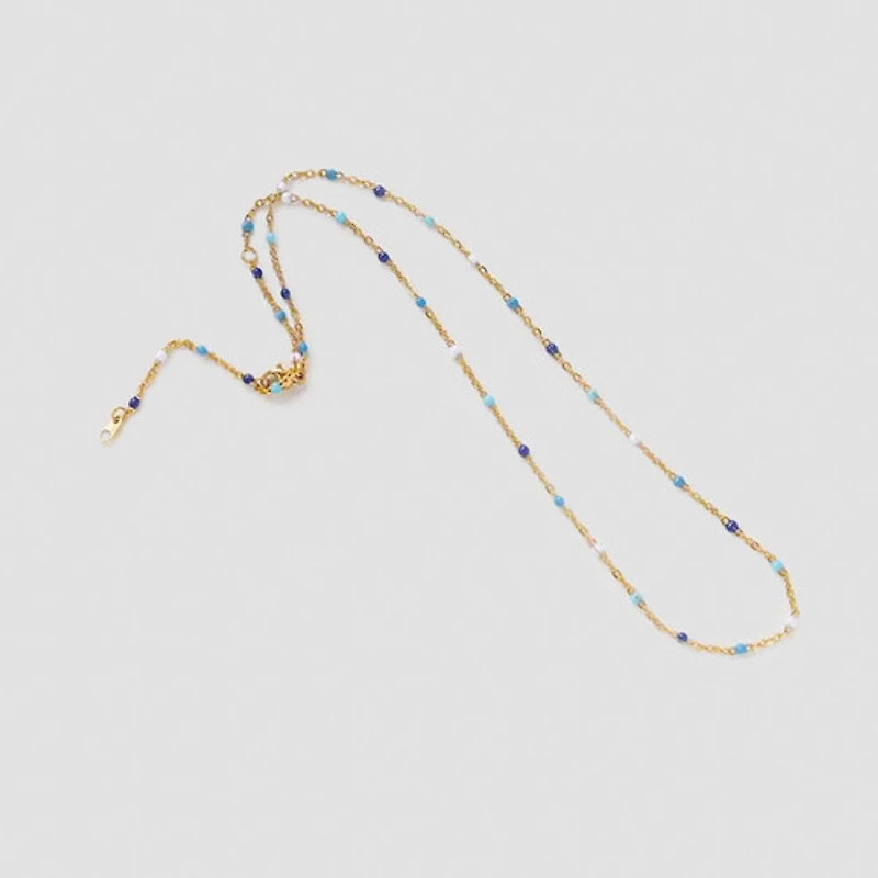 Blue Multi Beaded Chain Necklace
