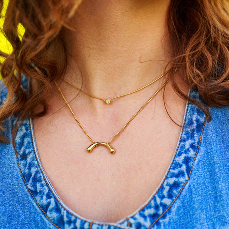Gold Arched Bone Necklace