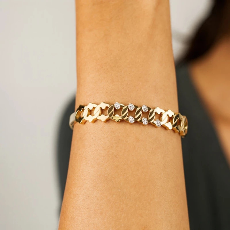 Hollow Cut Gem Bangle