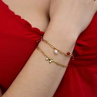 Red Agate Paperclip Chain Bracelet