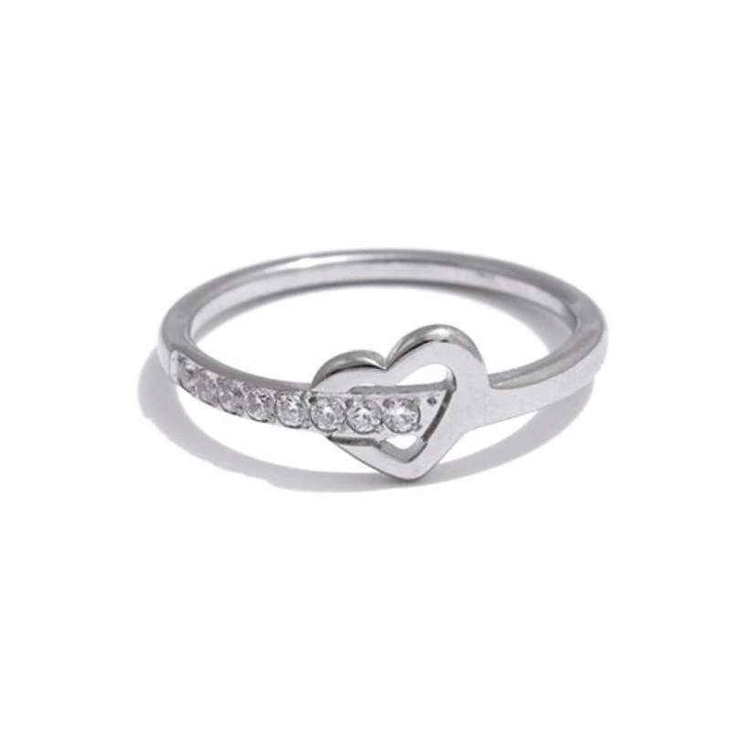 Steel Heart Lined Gem Ring