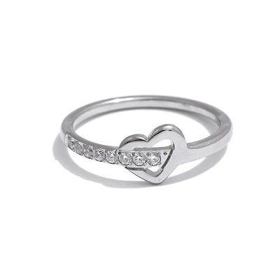 Steel Heart Lined Gem Ring