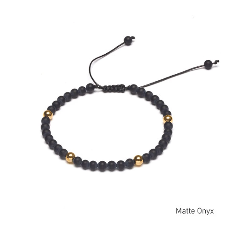 Braided Natural Crystal Bracelet (Classic Black & White)