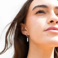 Steel Pearl Charm Hoops