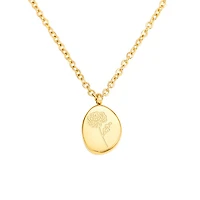 Gold Stone Birth Flower Necklace