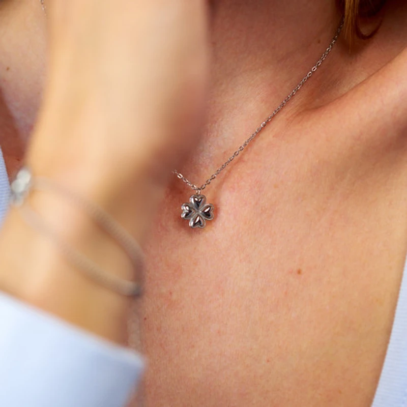 Steel Four Leaf Clover Necklace
