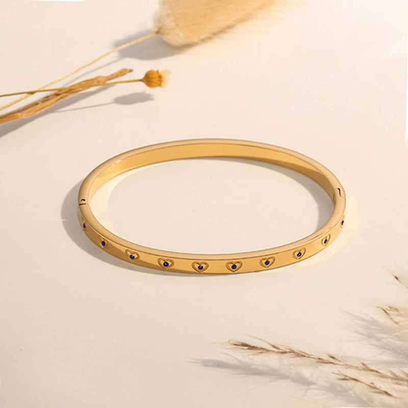 Blue Gem Heart Bangle