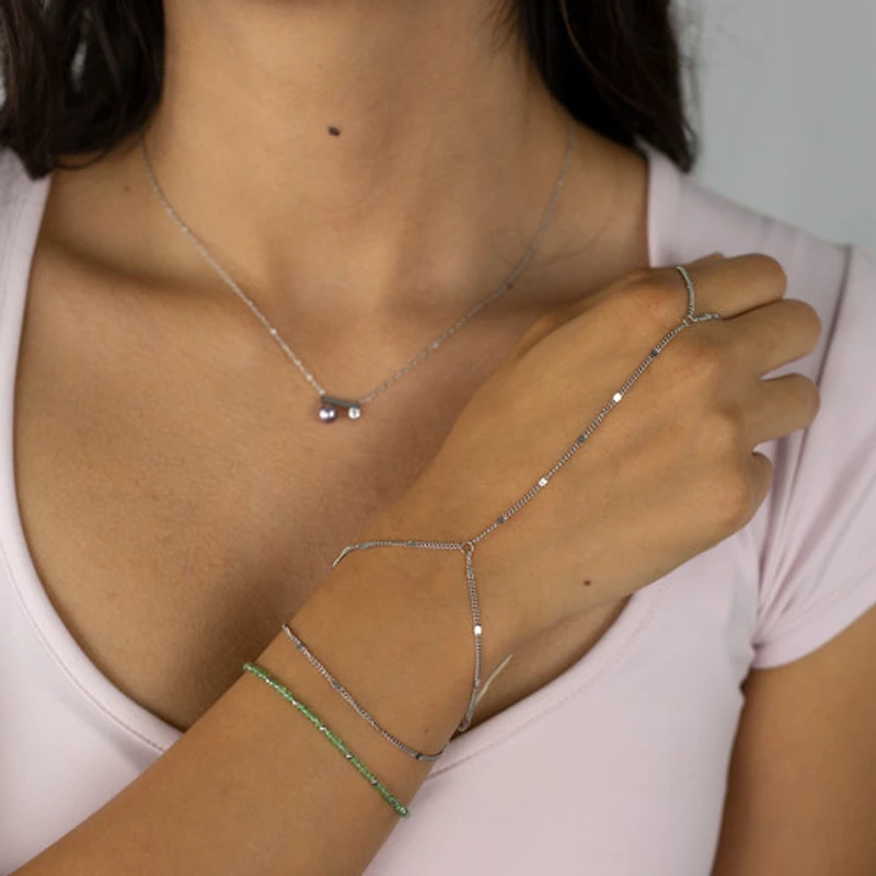 Steel Stamped Flat Link Connected Ring Bracelet