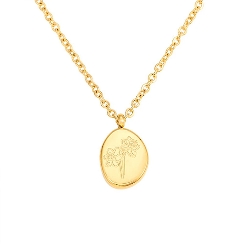 Gold Stone Birth Flower Necklace