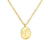 Gold Stone Birth Flower Necklace