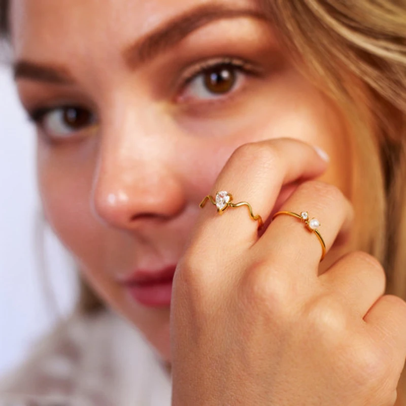 Waved Gem Ring